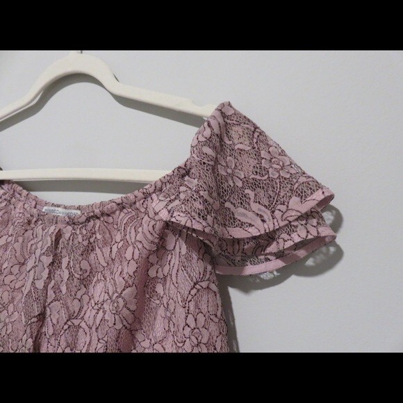 Rebecca Minkoff Blouse Jasmine Light Pink Lace Off Shoulder Spring Small Top - Picture 4 of 9